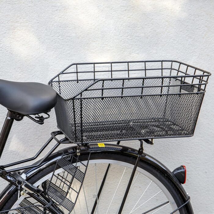 Rear Bike Basket - Large Bicycle Rear Basket with Cargo Net and Waterproof Cover, Wire Bike Baskets Rear Large Capacity (NO Bike Rack Include) - Image 2