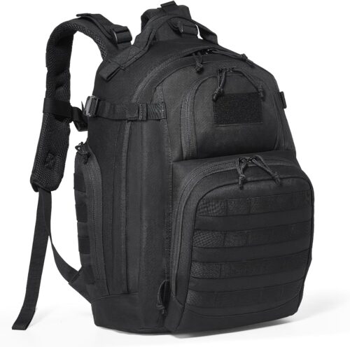 VEVOR Tactical Pack, 25L Military Tactical Pack with Molle Design & Sponge Pad, Army Assault Pack Bag for Men and Women, Range Gear Pack Bag for Outdoor Adventure, Hiking, Hunting, Black