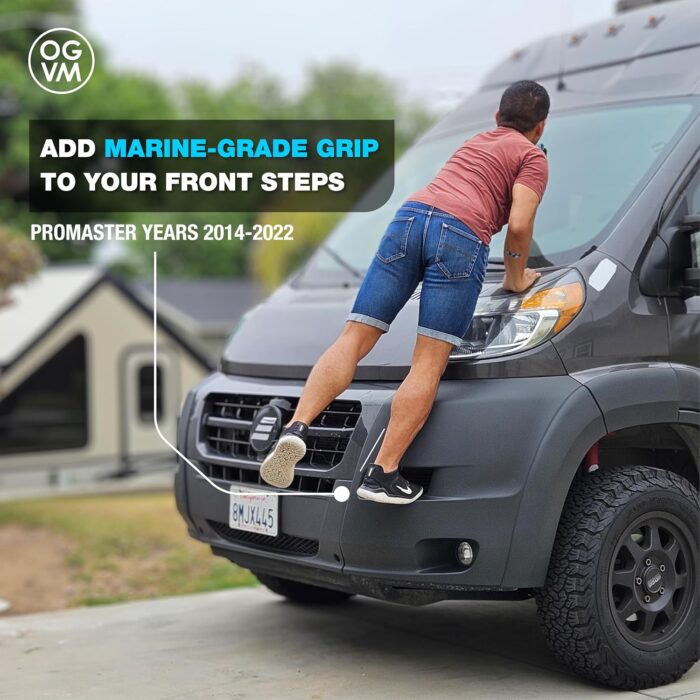 OpenGlass Van Mods - Ram Promaster Front Bumper Step Grips (2 Pack) - Ram Promaster Accessories to Safely Access Your Windshield Made with Marine Grade Material, Easy Installation - Image 3
