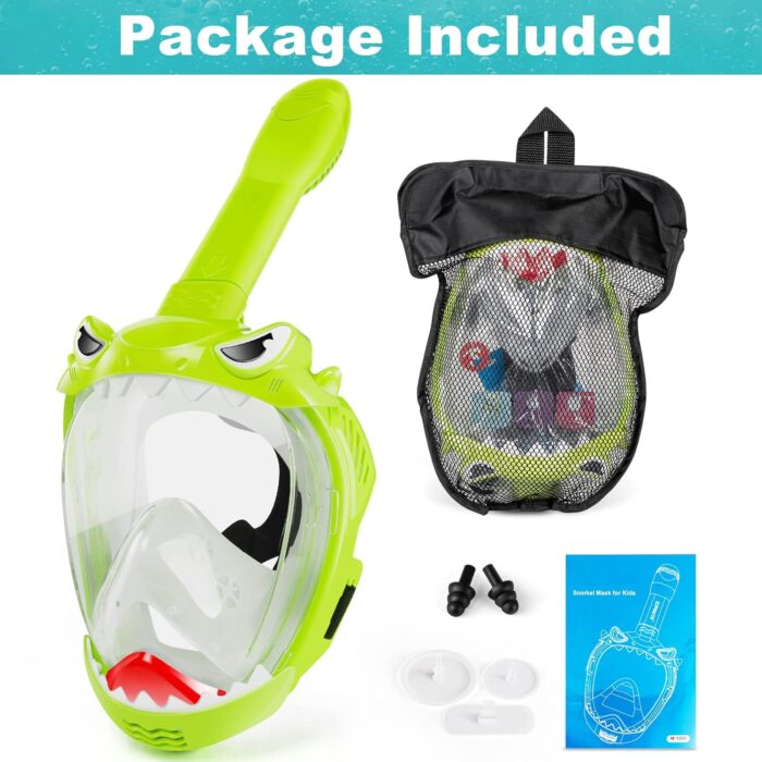 Full Face Snorkel Mask for Kids, Kids Snorkeling Set 180 Degree Panoramic View, Safe Anti-Leak Anti-Fog, Foldable Dry Top Snorkeling Gear for Kids Adult - Image 7