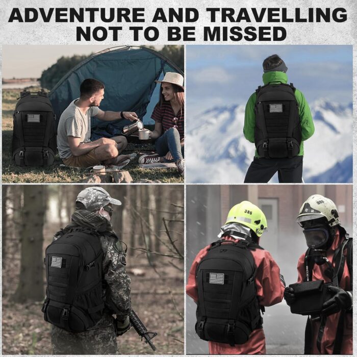 Jueachy Tactical Backpack for Men Hiking Day Pack Molle Military Rucksack Waterproof 30L EDC Bag with USA Flag Patch - Image 6