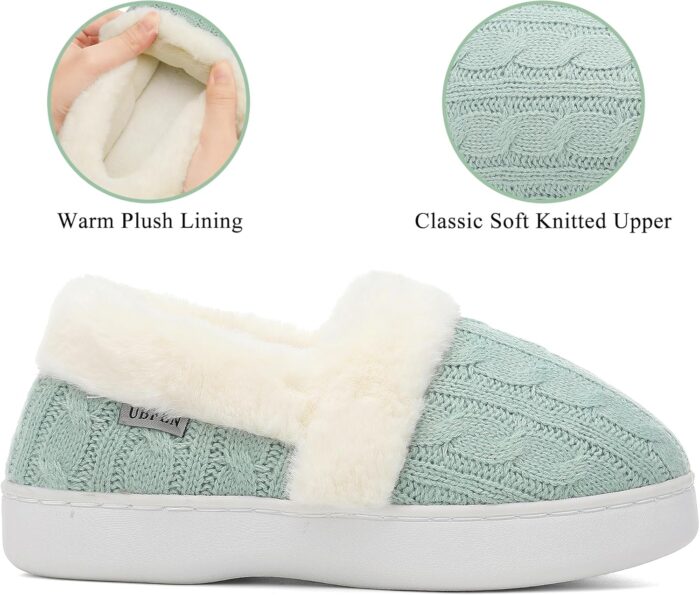 UBFEN Womens Fuzzy House Slippers Warm Bedroom Shoes with Faux Fur Lining Non Slip Memory Foam Slippers for ladies Indoor and Outdoor - Image 3