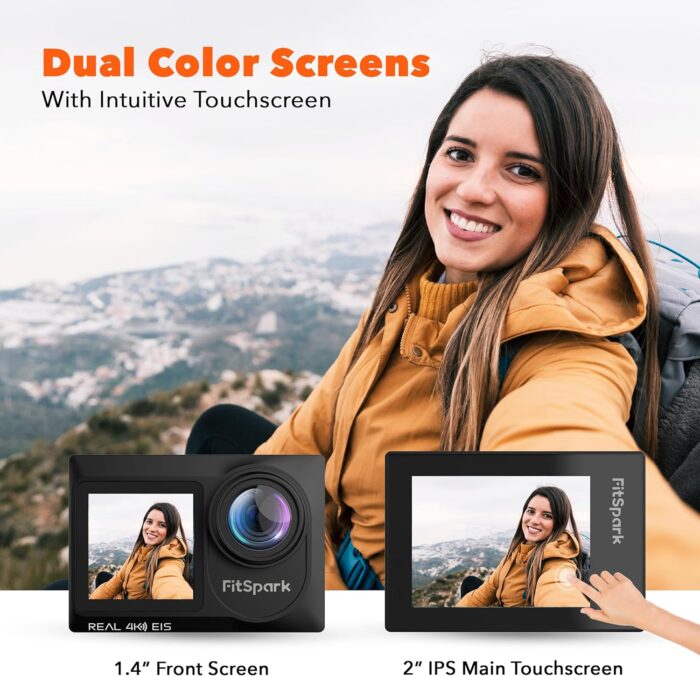 Eagle i15 ProMax Real 4k30FPS 20MP WiFi Action Camera Touch Screen EIS Stabilization Dual Screens Underwater Waterproof Sports Camera, 2 Batteries, Dock, External Microphone, Accessories Kit - Image 2