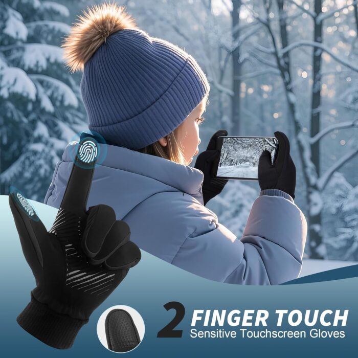 Sukeen Kids Winter Gloves, Touchscreen Anti-Slip Kids Cycling Gloves for Kids Boys Girls, Lightweight Boys Gloves for Running Cycling Biking Sports Outdoor - Image 4