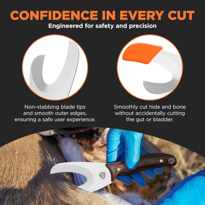 Field Dressing Kit | 4-in-1 Super Tool with Sheath & Sharpener | Skinning Knife for Hunting | Gut Hook | Deer Hunting Knife Set | Pakkawood - Image 5