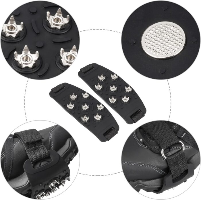Crampon Traction Cleats Anti-Skid Traction Grips Crampons Spikes 7 Point Cleats for Footwear for Walking, Jogging, Hiking, Mountaineering Ice Snow Grips - Image 5