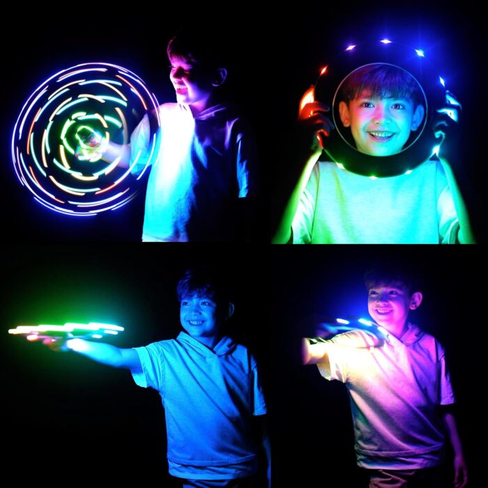 TOSY Flying Ring - 16 Million Color RGB LEDs or 12 LEDs, Super Bright, Lost Mode, Auto Light Up, Camping Essentials for Kids/Teens/Boy/Girl, Safe & Soft, Waterproof, Pool/Beach Games, Lightweight Toy - Image 2