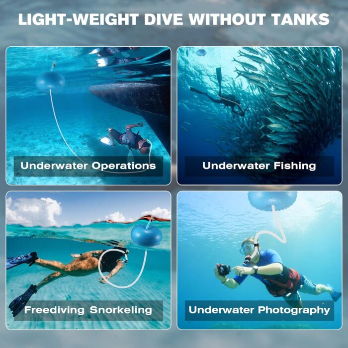 Diving Breathing Equipment, Portable Motorless/Tankless Snorkel Breathing System, with 6.5FT Telescopic Hose for Snorkeling, Scuba Diving, Pool Swimming, Underwater Adventure and Fishing - Image 7