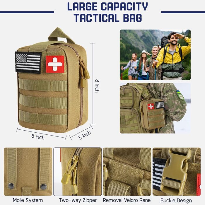 Survival Kits, 149Pcs Survival Gear First Aid Kit IFAK with Molle System Essential Camping Gear Emergency Medical Supplies for Car Fishing Hunting Outdoor Adventure, Camping Essentials - Image 2