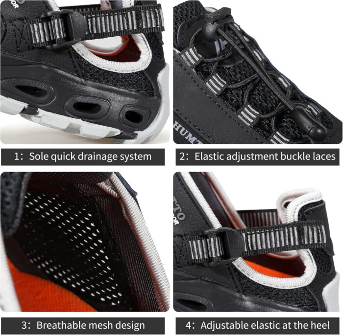HUMTTO Men's Amphibious Water Shoes - Hiking Sandals for Men Outdoor Water Sandal Closed Toe Non-Slip River Shoes Summer Quick Drying Aqua Shoe - Image 3