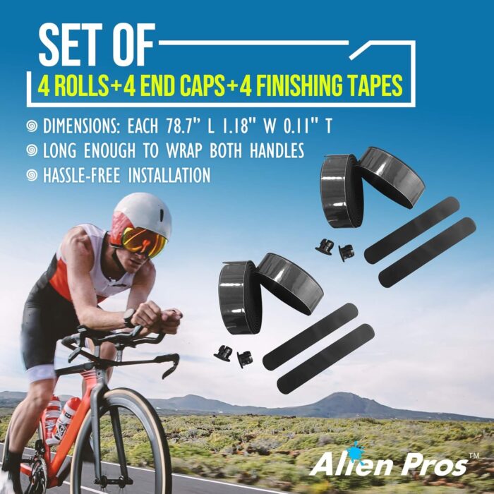 ALIEN PROS Bike Handlebar Tape EVA (Set of 4) Black - Enhance Your Bike Grip with These Bicycle Handle bar Tape - Wrap Your Bike for an Awesome Comfortable Ride (Set of 4, Black) - Image 4