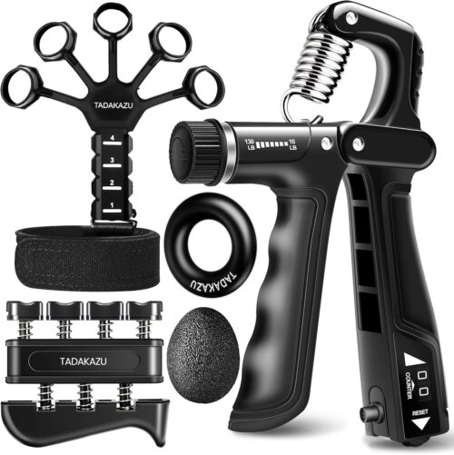 Grip Strength Trainer Kits (5 Pack), Forearm Strengthener with Adjustable Resistance, Grip Strength Tester, Finger Strengthener, Hand Gripper Strengthener for Muscle Building Injury Recover