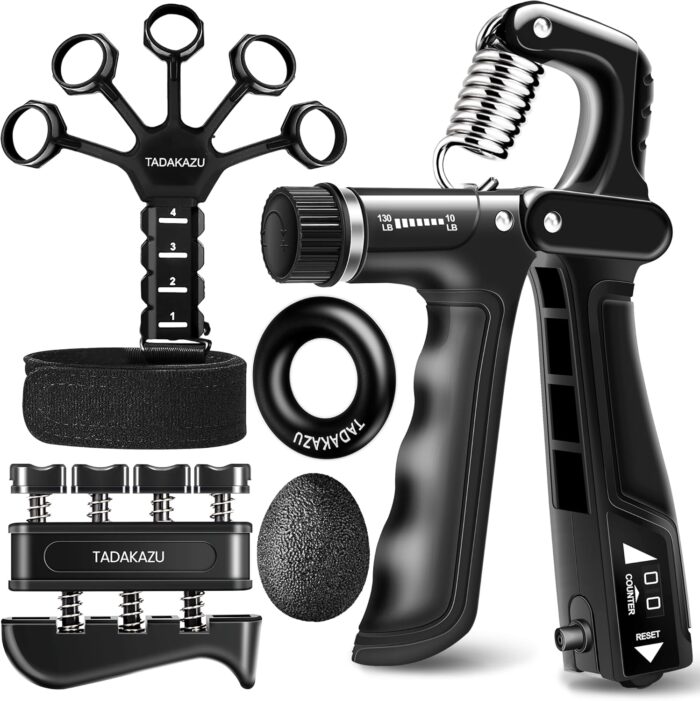 Grip Strength Trainer Kits (5 Pack), Forearm Strengthener with Adjustable Resistance, Grip Strength Tester, Finger Strengthener, Hand Gripper Strengthener for Muscle Building Injury Recover