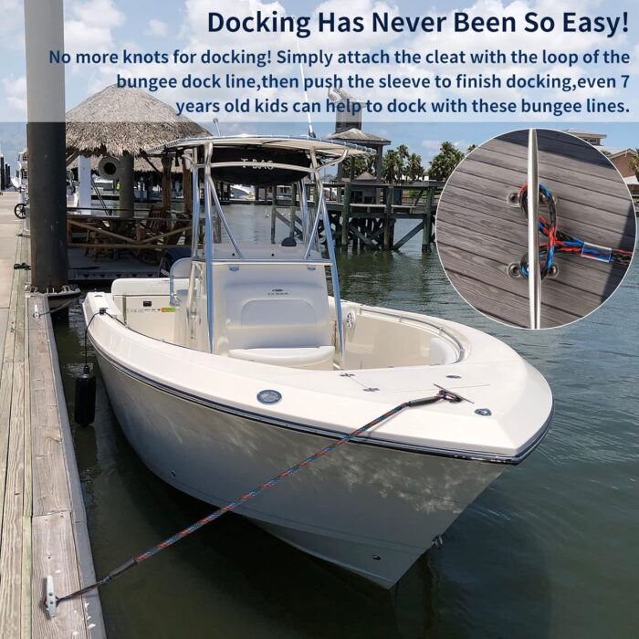 Botepon Boat Bungee Dock Lines, Boating Gifts for Men, Boat Accessories, Pontoon Accessories, Mooring Lines for Bass Boat, 4 Feet - Image 4