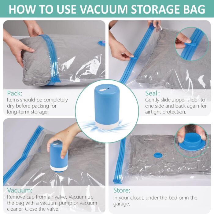 Travel Vacuum Bags with Electric Pump, 8 Pack Vacuum Travel Bags for Luggage and Suitcase, Vacuum Seal Space Saver Compression for Clothes Clothing - Image 7
