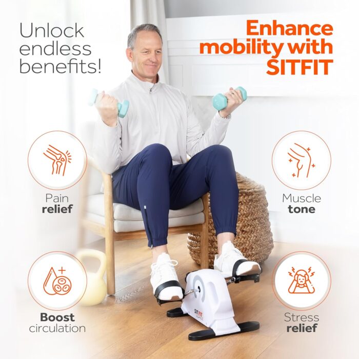 SITFIT Mini Elliptical Pedal Exerciser, Under Desk Elliptical, Leg Exercise Machine While Sitting, Upper & Lower Mobility System for Seniors - Image 3