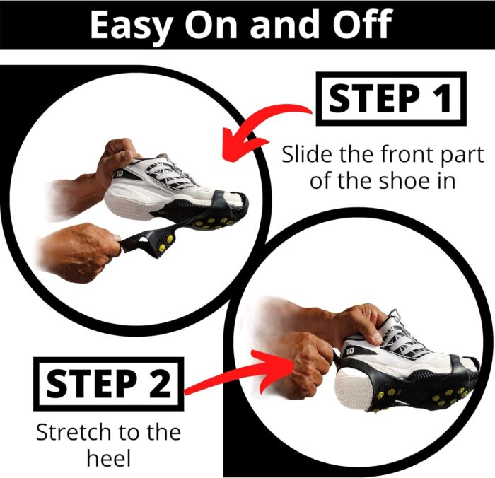 Ice Snow Traction Cleats - Lightweight Crampon Cleats for Walking on Snow & Ice - Anti Slip Grippers Fasten Quickly & Easily Over Footwear - Protable Grips for Shoes and Boots - Image 4