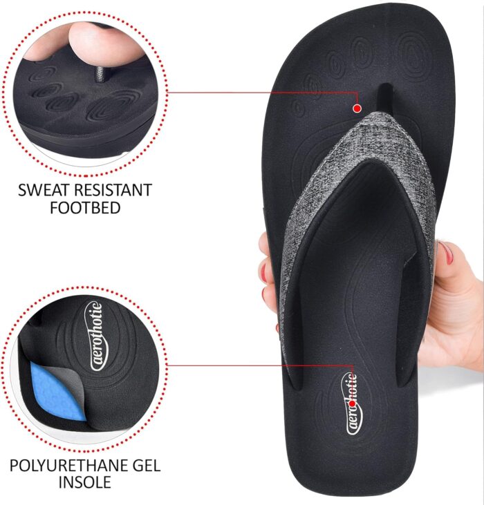 AEROTHOTIC Slip On Recovery Footwear Plantar Fasciitis Flip Flops for Women Yoga Mat Outdoor Walking Beach Ladies Arch Support Summer Thong Dressy Casual Sandals Comfortable Vacation Essentials - Image 5