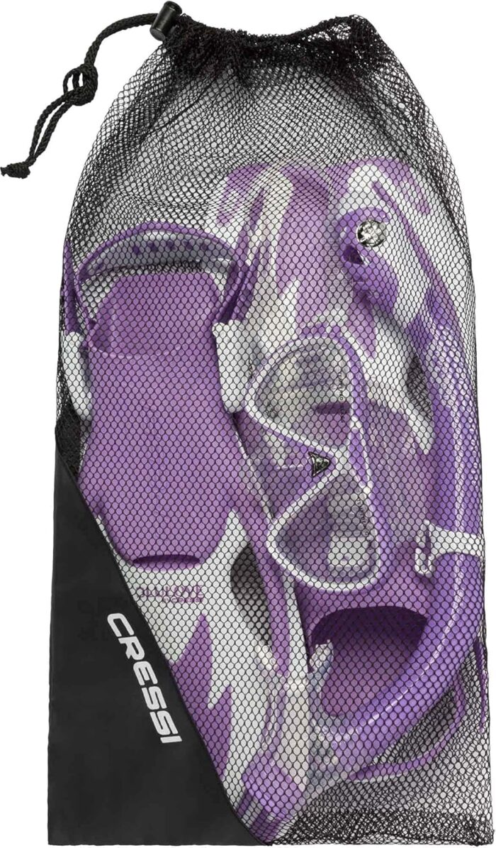 Cressi Junior Snorkeling Kit for Young Aged 3 to 10 - Mask + Dry Snorkel + Adjustable Fins + Net Bag - Lightweight Colorful Equipment - Rocks Pro Dry Set - Image 3