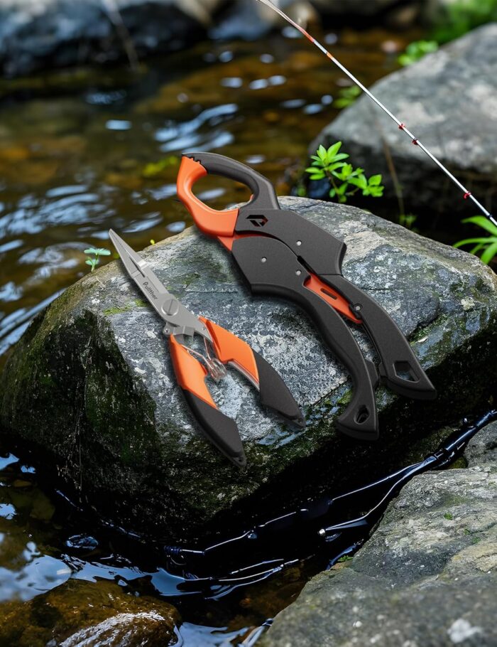 Fish Gripper 9.2",Muti-Function Line Cutter and Split Ring Fishing Pliers for Fly Fishing, Ice Fishing,Saltwater Fishing Tool Kit,Fishing Gear with Fishing Lanyard - Image 4