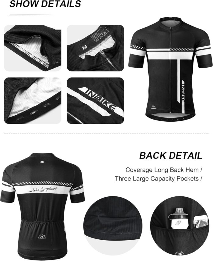 INBIKE Cycling Jersey Mens Set Reflective Breathable Biking Outfit Quick-Dry Bib Bicycle Jersey with 3D Padded Shorts - Image 3