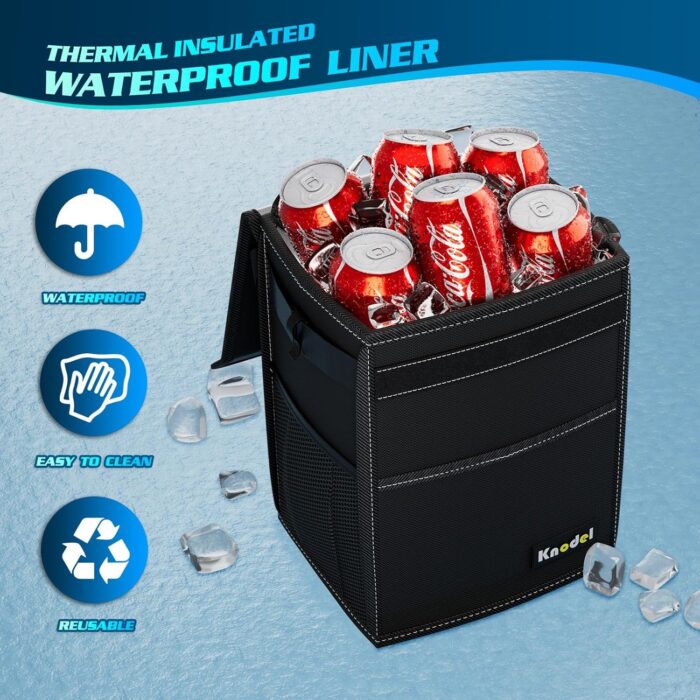 K KNODEL 2 Gallon Black Leak-Proof Waterproof Car Trash Can with Lid - Image 4