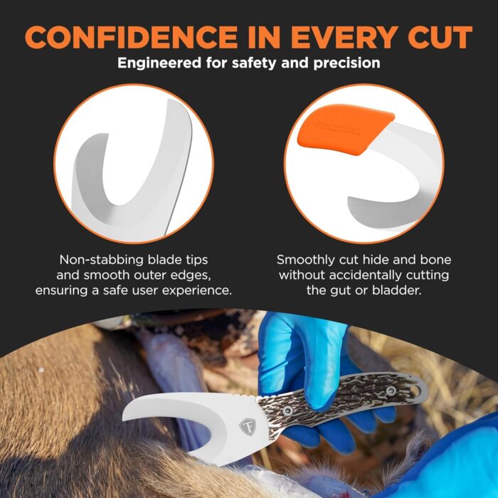 Field Dressing Kit | 4-in-1 Super Tool with Sheath & Sharpener | Skinning Knife for Hunting | Gut Hook | Deer Hunting Knife Set | Stag - Image 5