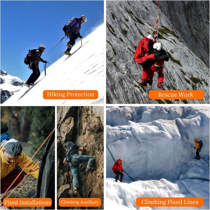 AOLEBA 10.5 mm Static Climbing Rope 10M(32ft) 20M(64ft) 30M(96ft) 50M(160ft) 70M(230ft) Outdoor Rock Climbing Rope, Escape Rope Ice Climbing Equipment Fire Rescue Parachute Rope - Image 6