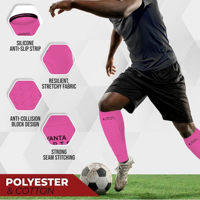 Soccer Shin Guards for Kids Youth - Protective Soccer Gear for Boys, Girls - Adults Men Women Compression Sleeve - Football, Boxing - Image 3