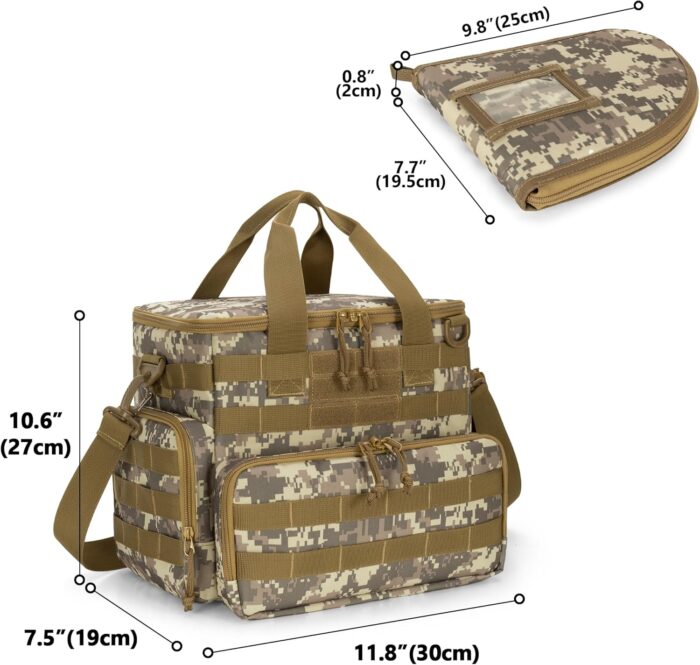 DSLEAF Tactical Gun Range Bag with 3 Pistol Cases, Gun Duffle Range Bag with 12X Magazine Slots and Extra Pockets for Shooting and Hunting - Image 7