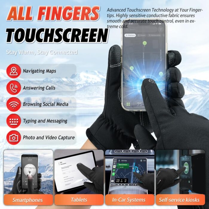 Fashion Warm Winter Gloves for Cold Weather Glove for Men and Women - Thermal, Touchscreen, Waterproof - Image 3