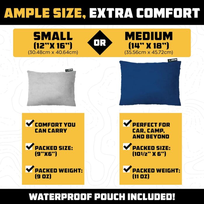 Wise Owl Outfitters Camping Pillow – Memory Foam Travel Pillow for Airplane Sleeping, Hiking, Backpacking & Outdoor Use - Small & Portable for Adults, Car, Camp & Tent - Image 3