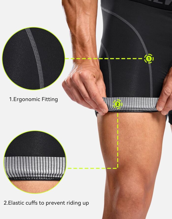 Bikewa Men's Cycling Underwear with Anti-Slip Leg Grips 4D Padded Bike Shorts MTB Liner for Bicycle Biking Riding - Image 6