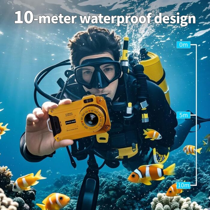 Waterproof Camera, 48MP Digital Camera Underwater with 32GB TF Card, 2.8" IPS Screen 33FT Waterproof, 6X Optical Zoom, Dustproof Shockproof for Snorkeling, Surfing, Rafting - Image 2