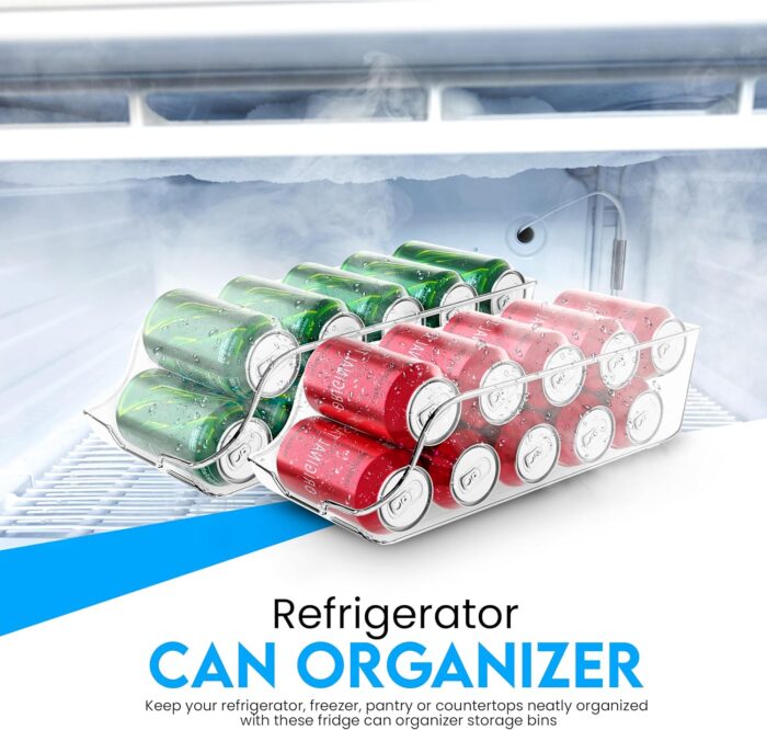 Utopia Kitchen Can Organizer For Pantry - Soda Can Organizer For Refrigerator - Can Storage Organizer Pantry, Fridge & Freezer Organization - Holds Food & Soup Can (Clear, Pack of 2) - Image 3