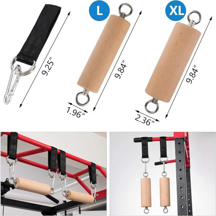 Wooden Pull Up Grips and Balls, Atomic Rock Climbing Holds Training Set,Grip Strength Trainer,Ninja Warrior Obstacle Course Handles and Rope.Suit(L/XL Ball(L/XL) - Image 4
