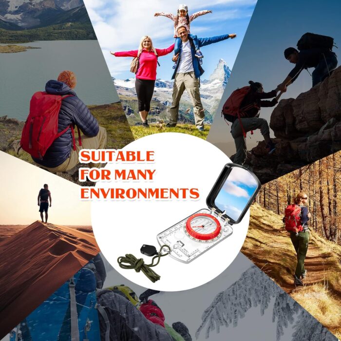 Xuhal 2 Pcs Sighting Compass Mirror Adjustable Declination Compass for Hiking Orienteering Map Reading for Kids Camping Backpacking Survival Navigation Hunting Mountaineering - Image 7