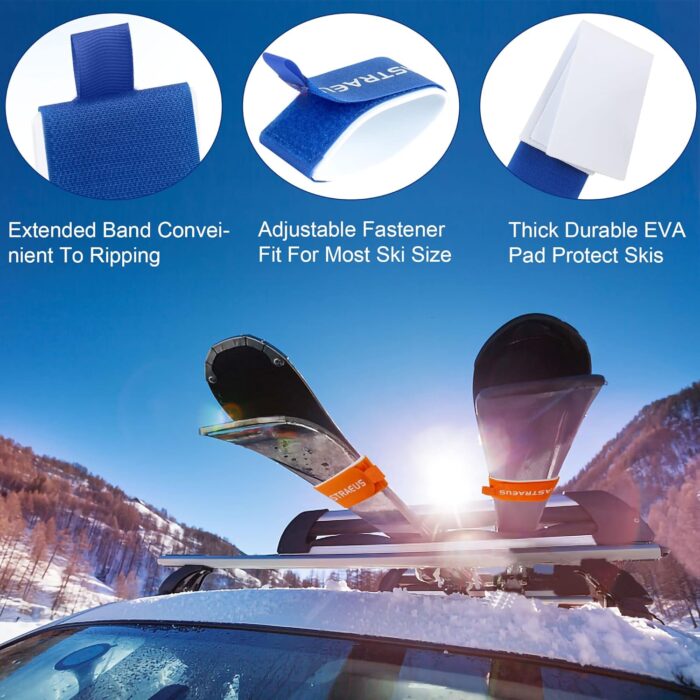ASTRAEUS 6 Pack Ski Fastener Straps Adjustable Ski Wraps Ties– Multi-Use Gear Organizer - Image 7