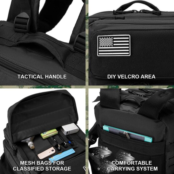 50L Military Tactical Backpack for Men,Water Resistant Day Backpack Molle Army 3 Days Assault Pack Bug Out Bag,Heavy Duty Hiking Treeking Rucksack Black - Image 5