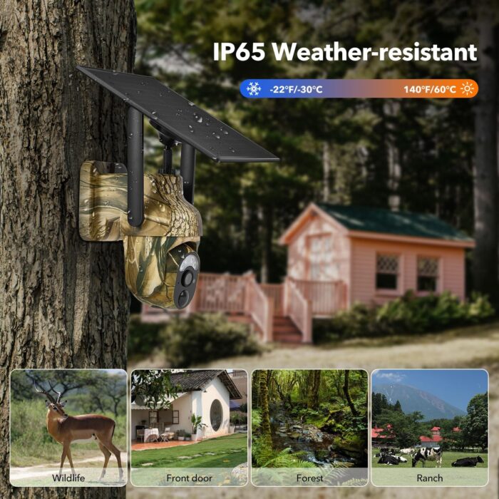 4G LTE Cellular Trail Cameras 2K 360° View Live Streaming Game Camera Built-in SIM Card with Motion Activated Color Night Vision Remote Phone Access Solar Powered Trail Camera IP65 Waterproof - Image 7