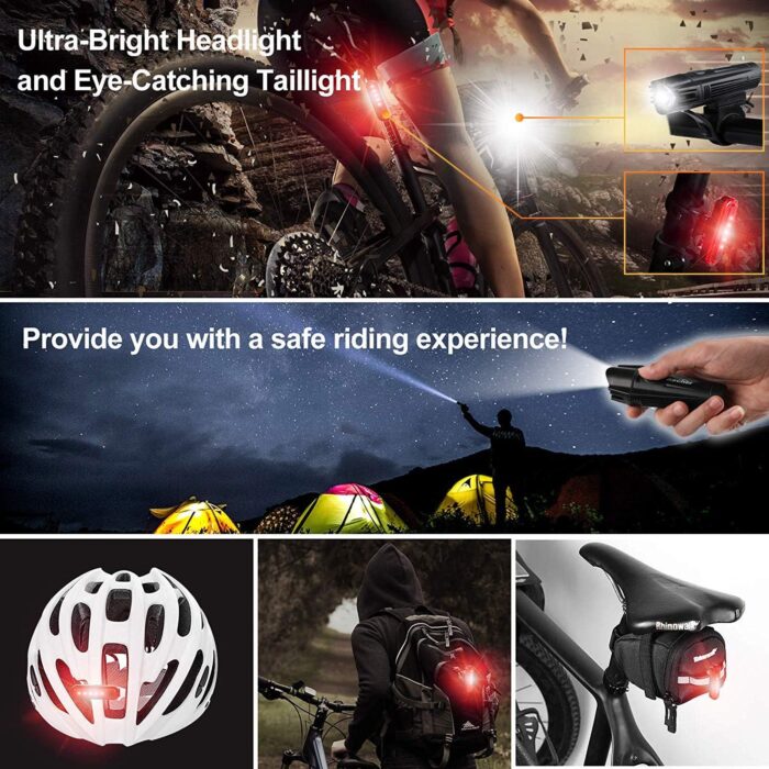 Ascher Ultra Bright USB Rechargeable Bike Light Set, Powerful Bicycle Front Headlight and Back Taillight, 4 Light Modes, Easy to Install for Men Women Kids Road Mountain Cycling Black - Image 7