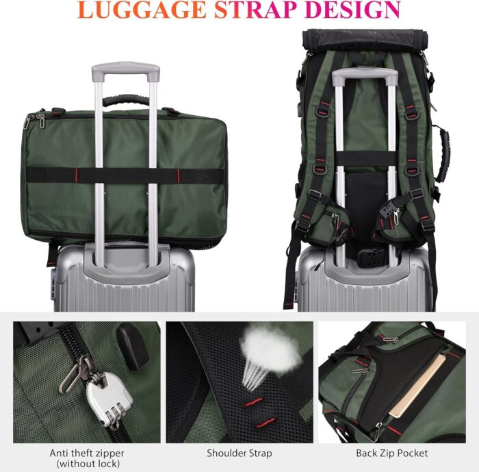 WITZMAN Carry on Travel Backpack for Men Airline Approved Convertible Nylon Duffle Backpack Luggage Bag (B682 Army Green) - Image 7