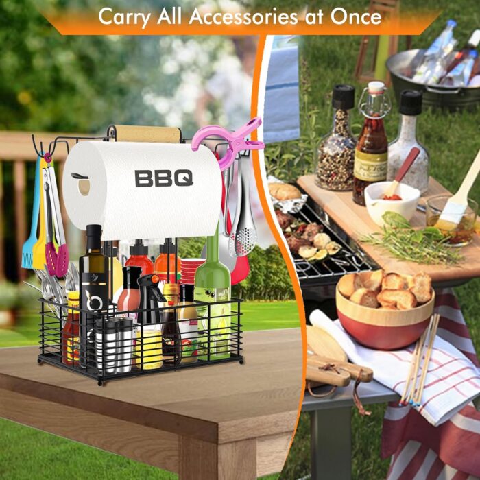 Grill Caddy, BBQ Caddy for Outdoor Grill, Camping Essentials, Camping Accessories, Outdoor Kitchen BBQ Grill Accessories for Camper, Tailgate Essentials, Grilling Gifts for Men - Image 2
