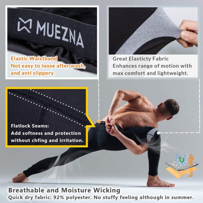Muezna Men's Thermal Top and Bottom Set Underwear Long Johns Base Layer with Soft Fleece Lined - Image 2