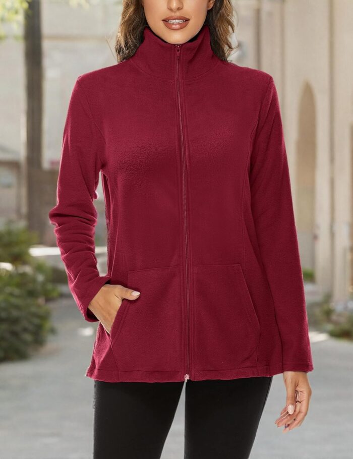 Hibelle Women's Outdoor Full-Zip Thermal Fleece Jacket with Pockets - Image 7