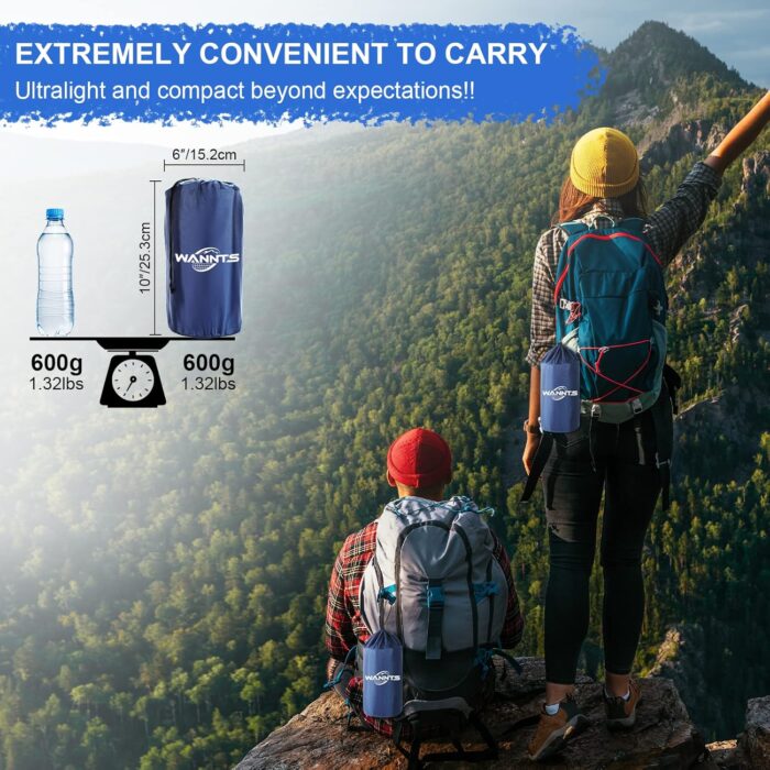 WANNTS Sleeping Pad, Ultralight Inflatable Sleeping Pad for Camping, Built-in Pump, Ultimate for Hiking - Airpad, Carry Bag,-Compact & Lightweight Camping pad(Blue) - Image 4