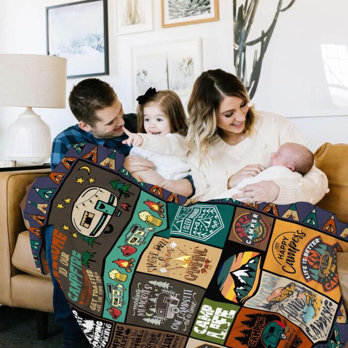 Camping Blanket Camping Lovers Gift Ideas for Men or Woman, Super Soft Throws Flannel Fleece Blankets Gifts for Camper Outdoor, Campsite Outdoors RV Travel Hiking Bed Sofa Couch 60"x50" - Image 8