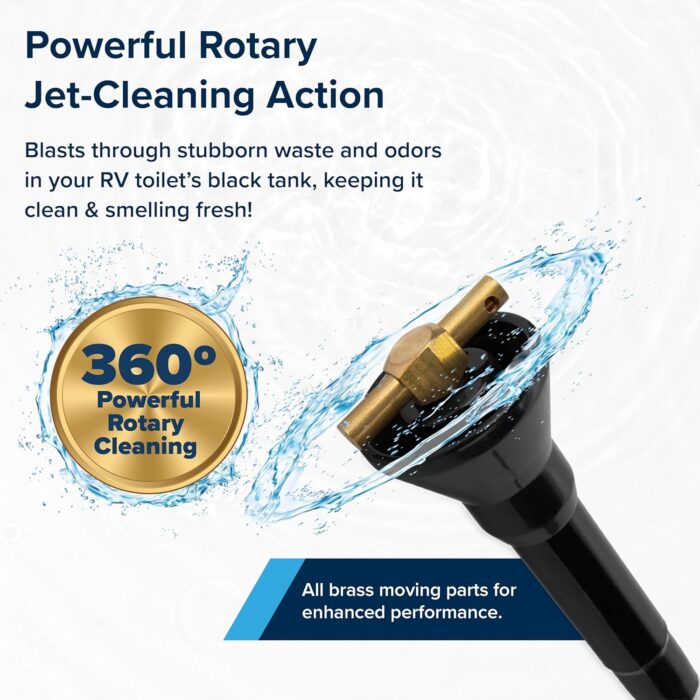 Camco Camper/RV Holding Tank Swivel Stik Rinser - Features Powerful Rotary Cleaning Action & 34-Inches of Flexible Reach - Easy-to-Use RV Black Tank Cleaner (40074) - Image 3