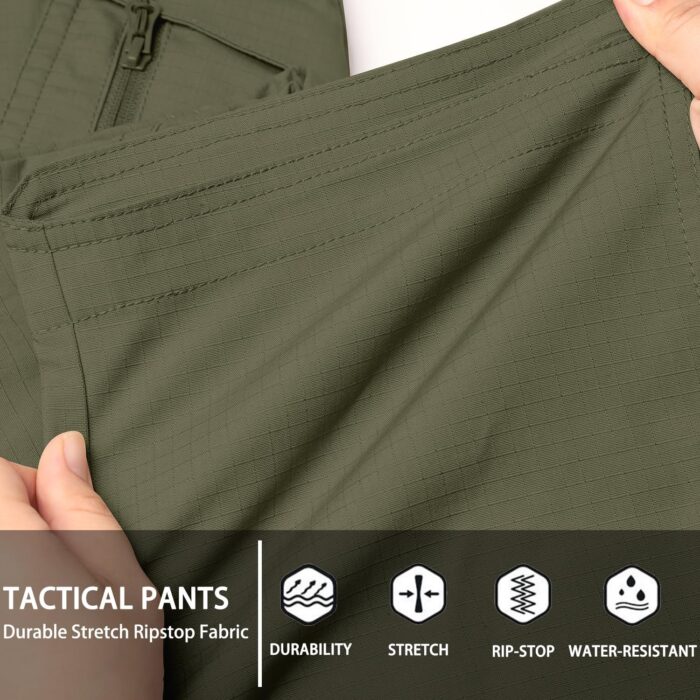 Men's Ripstop Tactical Pants Water Resistant Stretch Cargo Pants Lightweight EDC Hiking Work Pants - Image 5