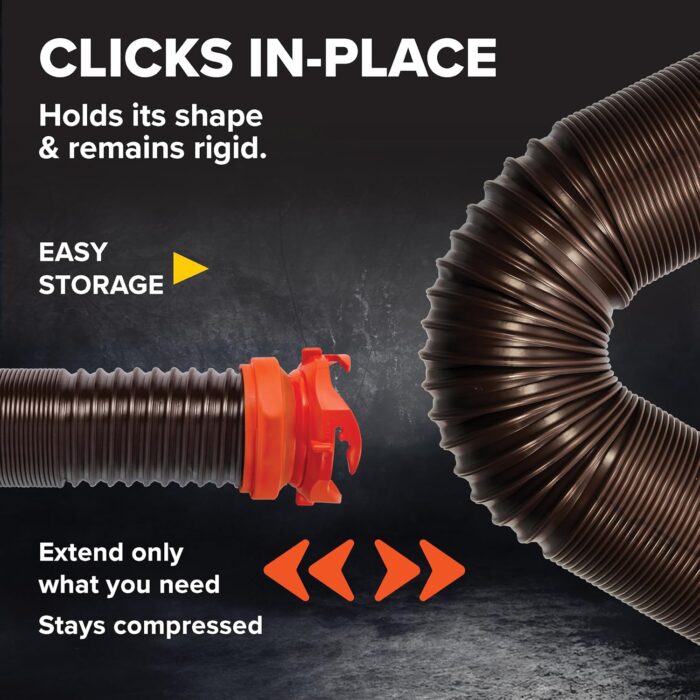 Camco RhinoFLEX 20-Ft RV Sewer Hose Kit - Features Clear Elbow Fitting w/Removable 4-in-1 Adapter - Connects to 3” Slip or 3”/3.5”/4” NPT Threaded Sewer Connection (39742) - Image 3